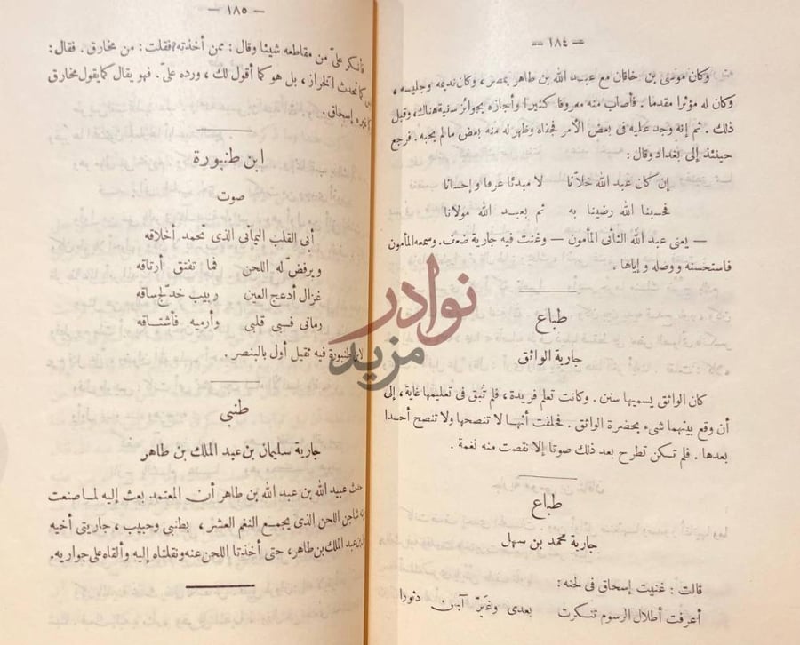 صفحة داخلية كتاب مهذب الاغاني ابن طنبورة