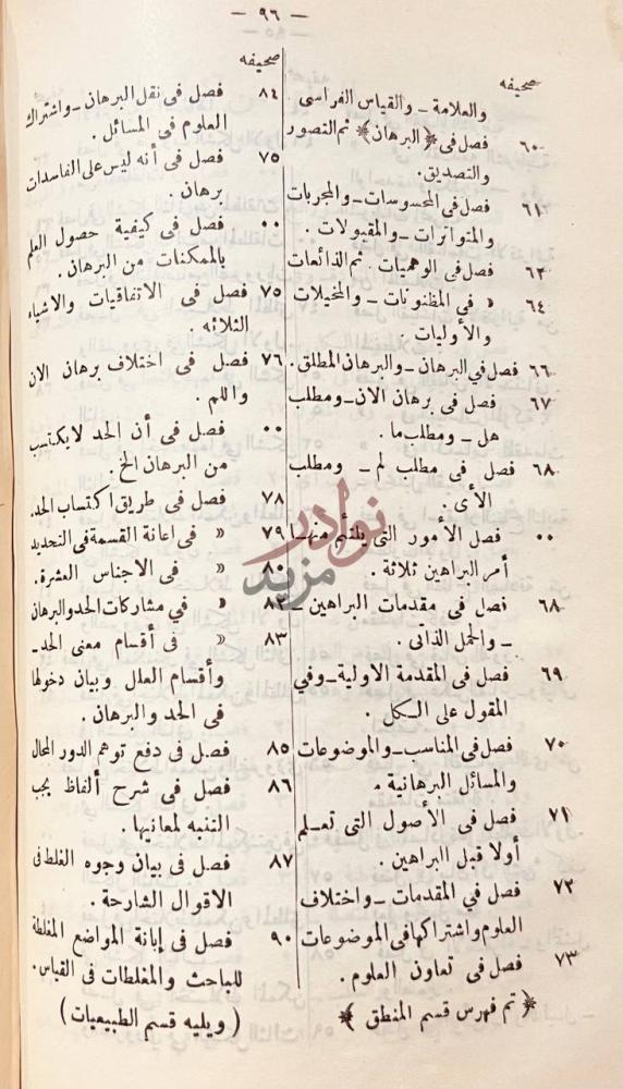 فهرس كتاب النجاة في الحكمة المنطقية والطبيعية والالهية