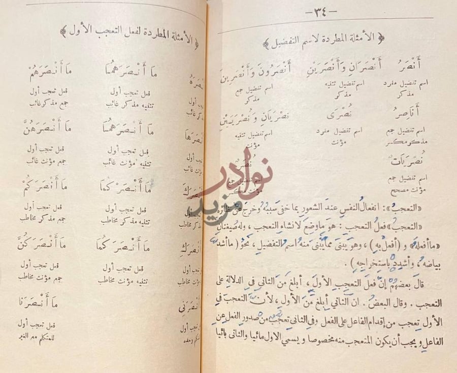 صفحة داخلية كتاب امثلة جديدة في التصريف