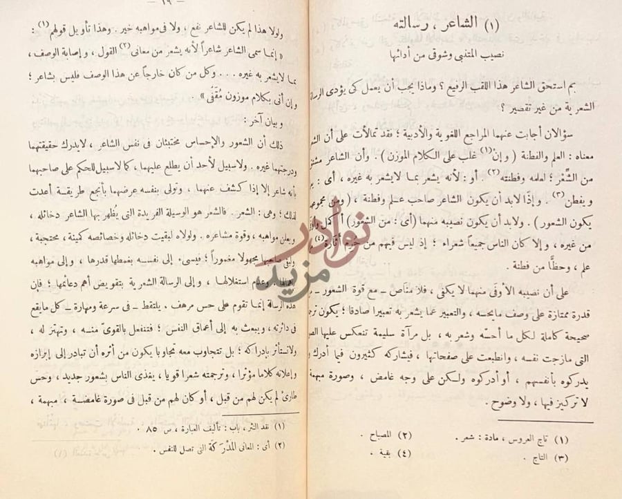 صفحة داخلية كتاب المتنبي وشوقي دراسة ونقد وموازنة