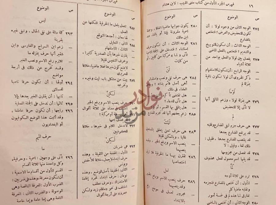 فهرس كتاب مغني اللبيب فهرس الجزء الأول
