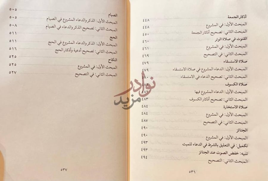فهرس كتاب تصحيح الدعاء