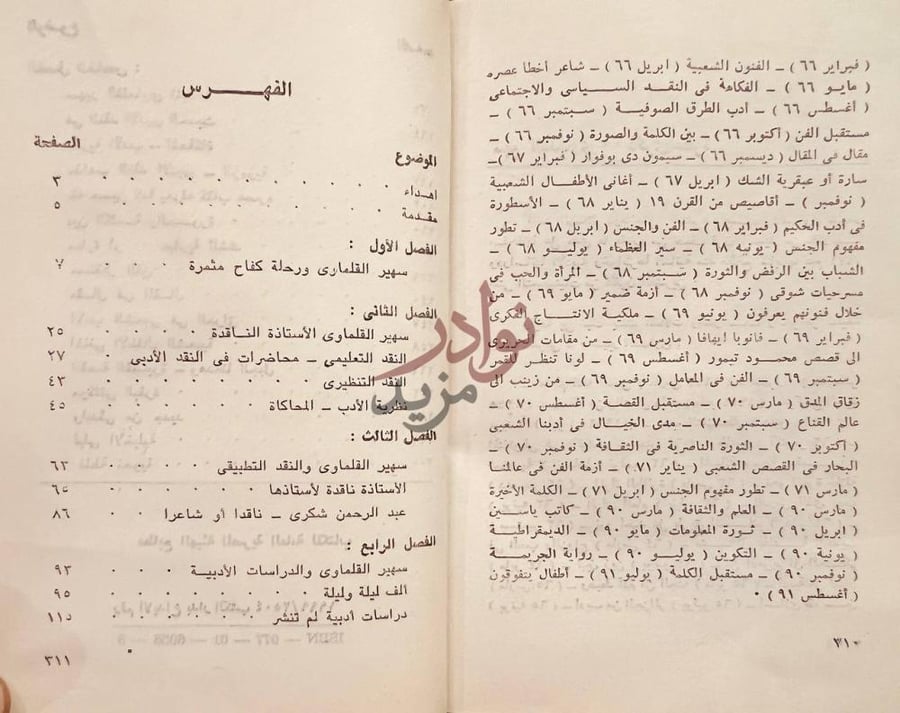 فهرس كتاب سهير القلماوي الفهرس
