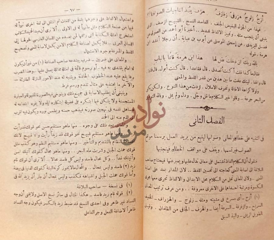 صفحة داخلية كتاب الصناعتين الكتابة والشعر الفصل الثاني