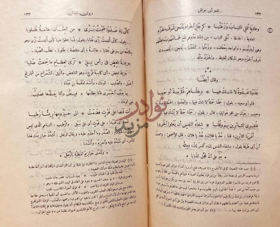 صفحة داخلية كتاب ديوان الهذليين شعر أبي خراش