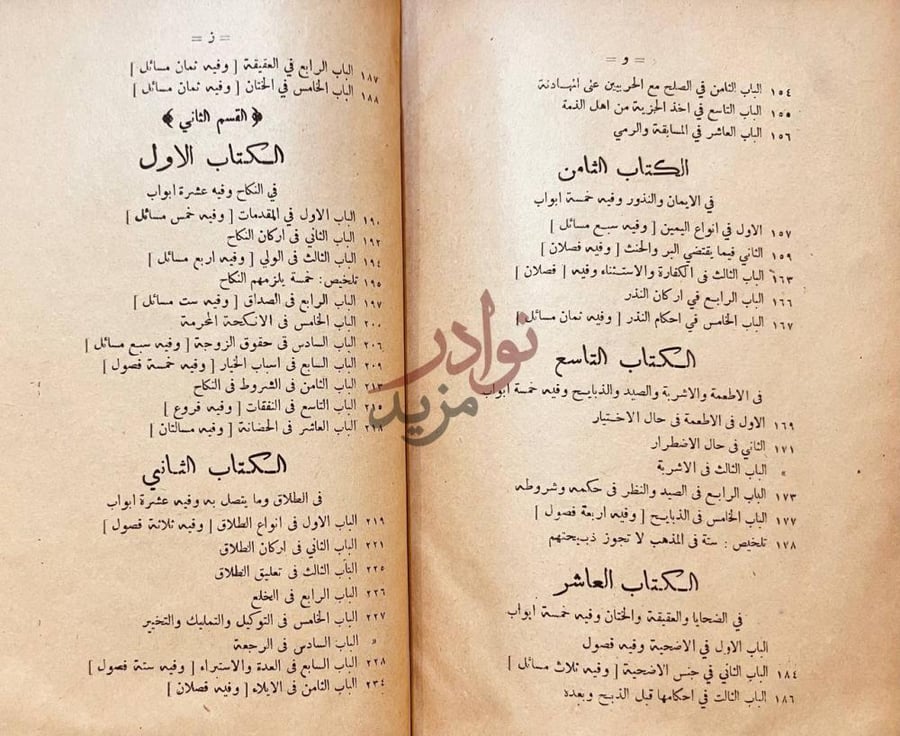 فهرس كتاب القوانين الفقهية القسم الثاني