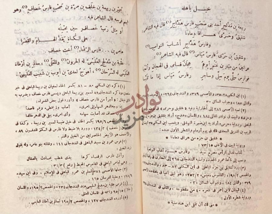صفحة داخلية كتاب اسماء خيل العرب وفرسانها خيول باهلة