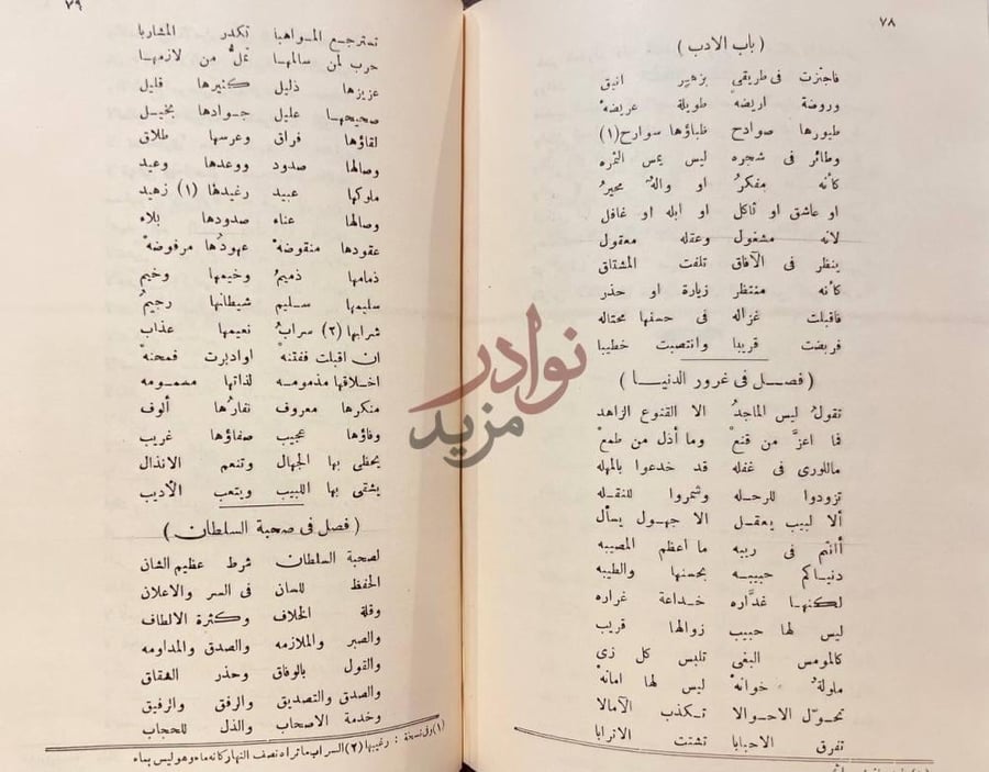صفحة داخلية كتاب ديوان الزبيدي باب الأدب فصل