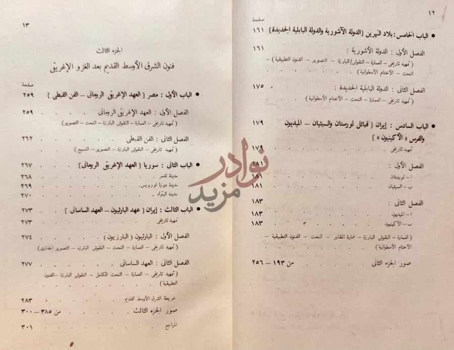 فهرس كتاب فنون الشرق الاوسط القديم قبل ظهور الاسلام