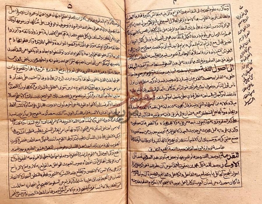 صفحة داخلية كتاب البلغة في اصول اللغة الأولى في وصف اللغة