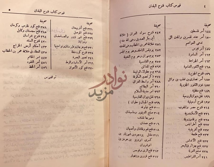 فهرس كتاب فتوح البلدان فهرس كتاب فتوح