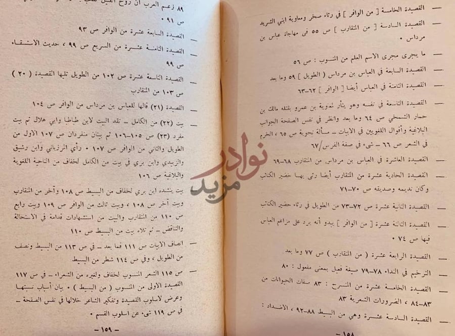 فهرس كتاب شعر خفاف بن ندبة السلمي