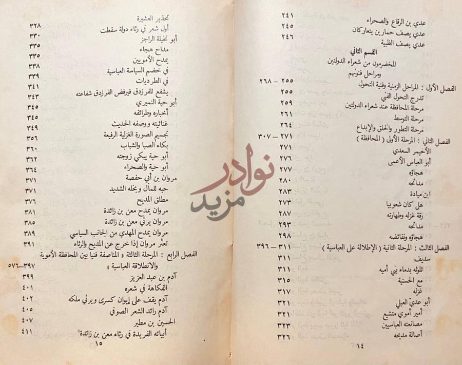 فهرس كتاب رحلة الشعر من الاموية الى العباسية