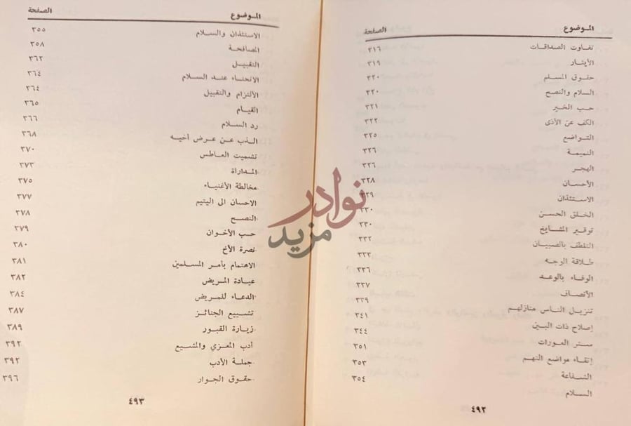 فهرس كتاب اداب الصحبة والمعاشرة مع اصناف الخلق
