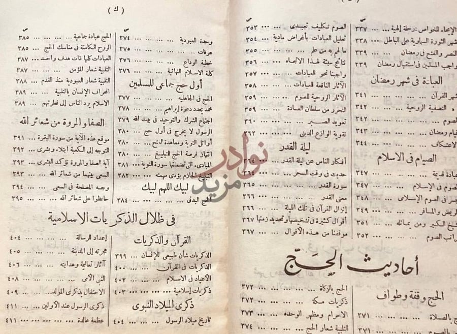 فهرس كتاب من توجيهات الاسلام أحاديث الحج