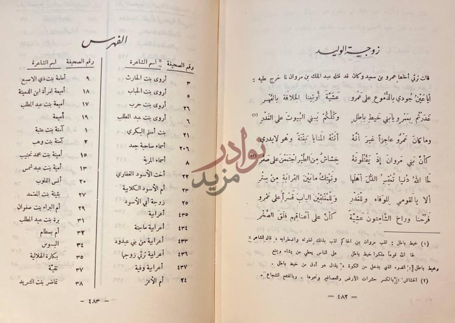كشاف كتاب شاعرات العرب الفهرس