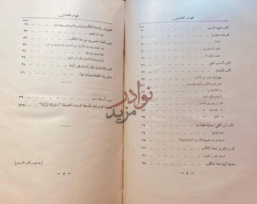 فهرس كتاب الاصنام