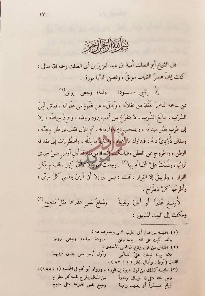 صفحة داخلية كتاب نوادر المخطوطات نص شعري