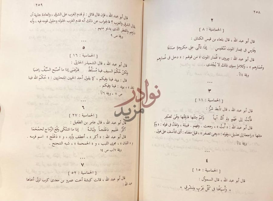 صفحة داخلية كتاب معاني ابيات الحماسة الحماسية