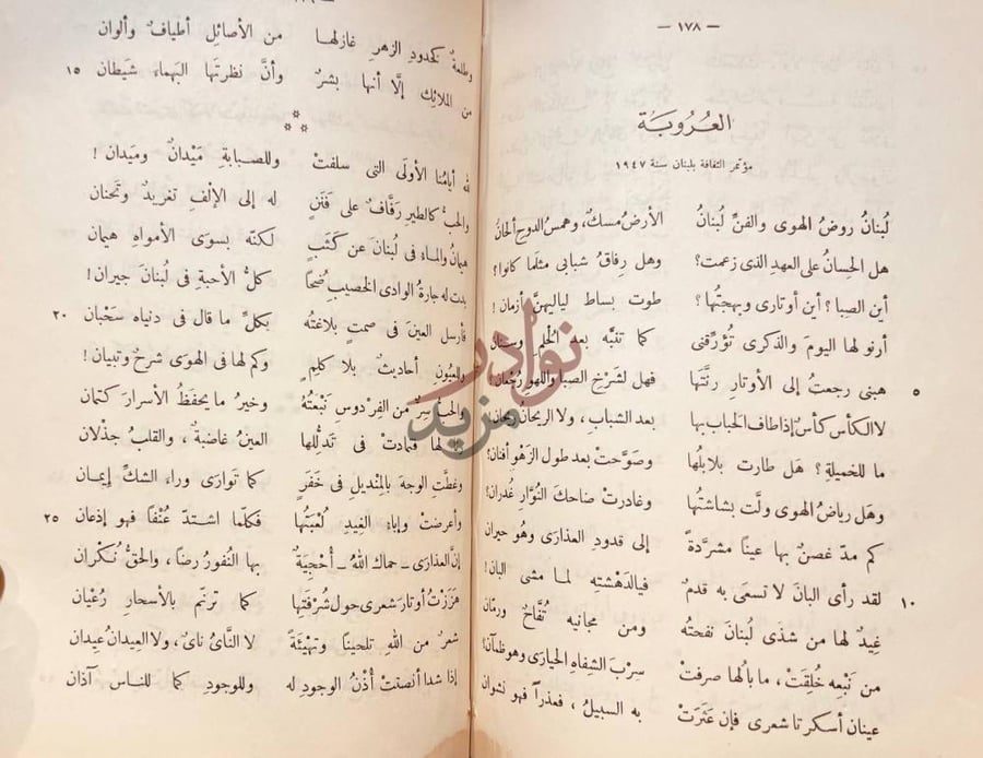 صفحة داخلية كتاب ديوان الجارم المعروكة