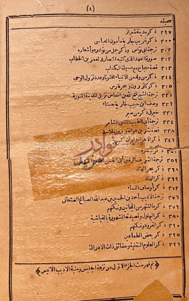 فهرس كتاب نزهة الجليس ومنية الاديب الانيس