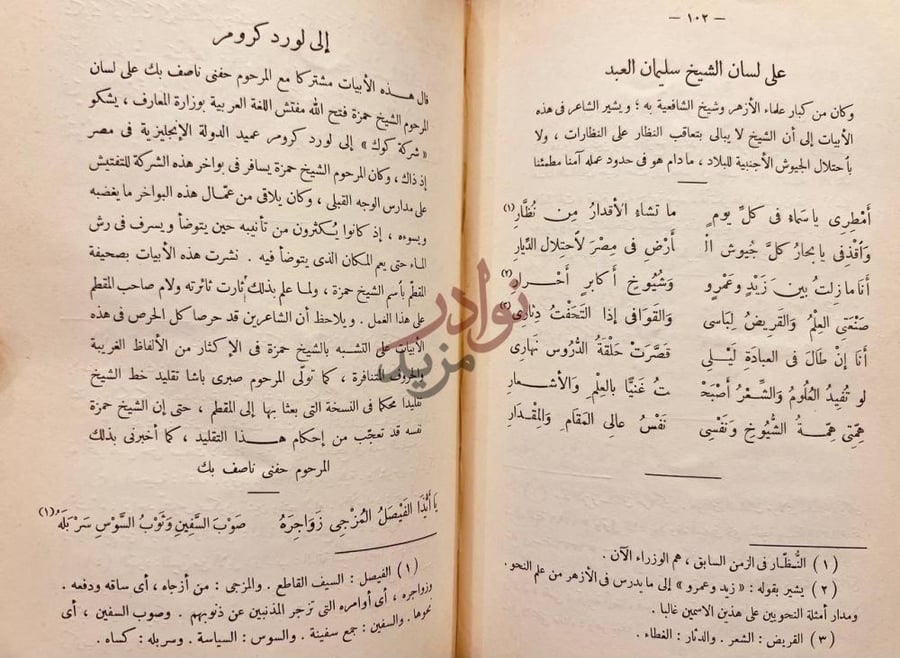 صفحة داخلية كتاب ديوان اسماعيل صبري باشا على لسان الشيخ