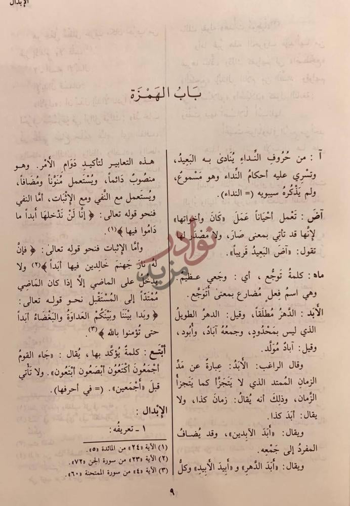 صفحة داخلية كتاب معجم القواعد العربية في النحو والتصريف