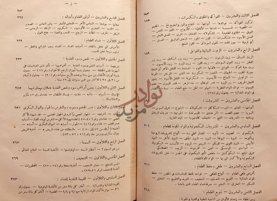 فهرس كتاب طعامنا في مختلف الاعمار والاحوال