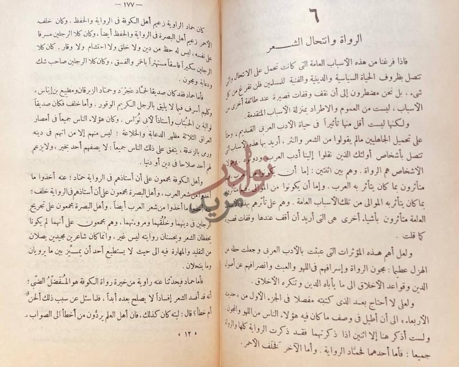 صفحة داخلية كتاب في الادب الجاهلي الرواة وانتحال الشعر