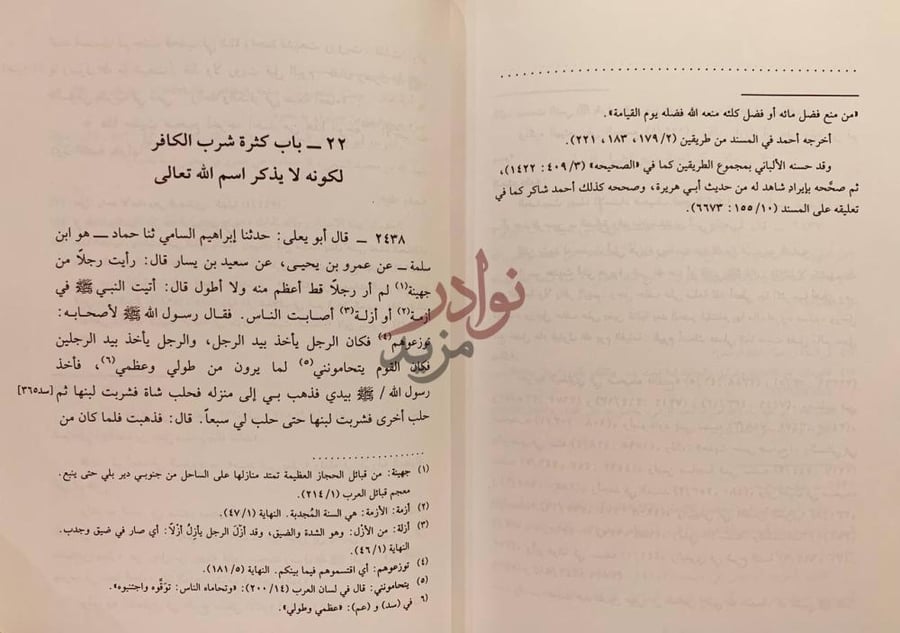 صفحة داخلية كتاب المطالب العالية بزوائد المسانيد الثمانية