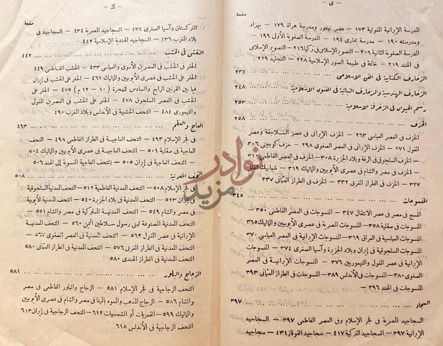 فهرس كتاب فنون الاسلام