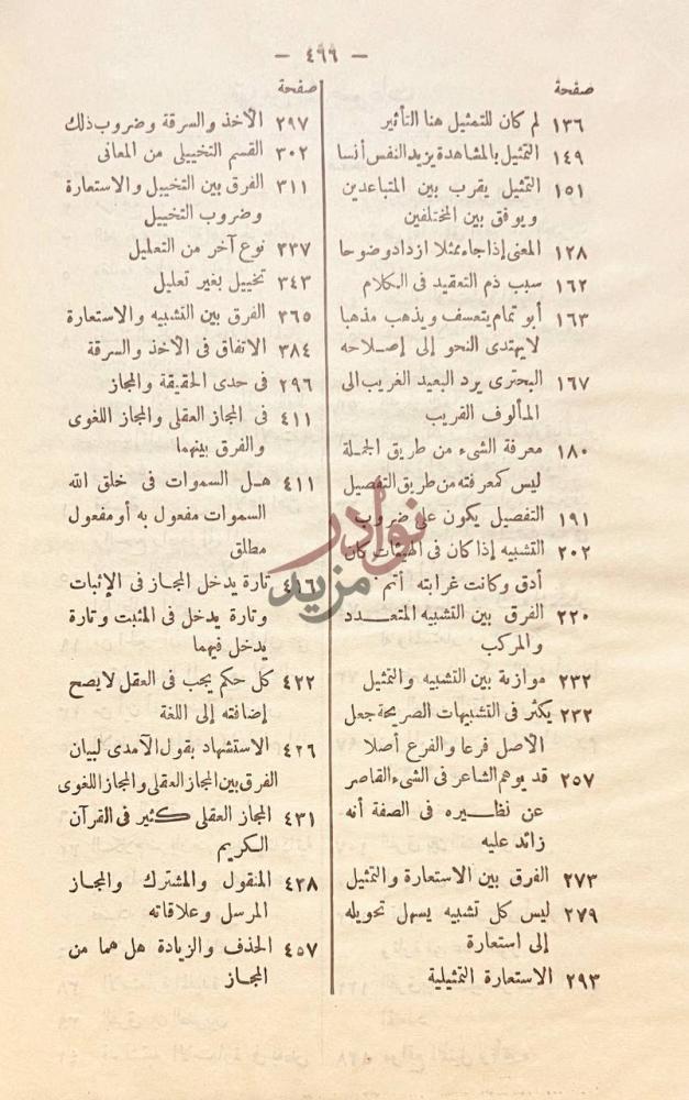 فهرس كتاب اسرار البلاغة