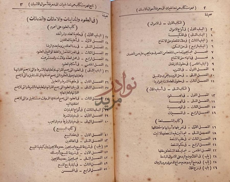فهرس كتاب مرشد الحيران الى معرفة احوال الانسان في المعاملات
