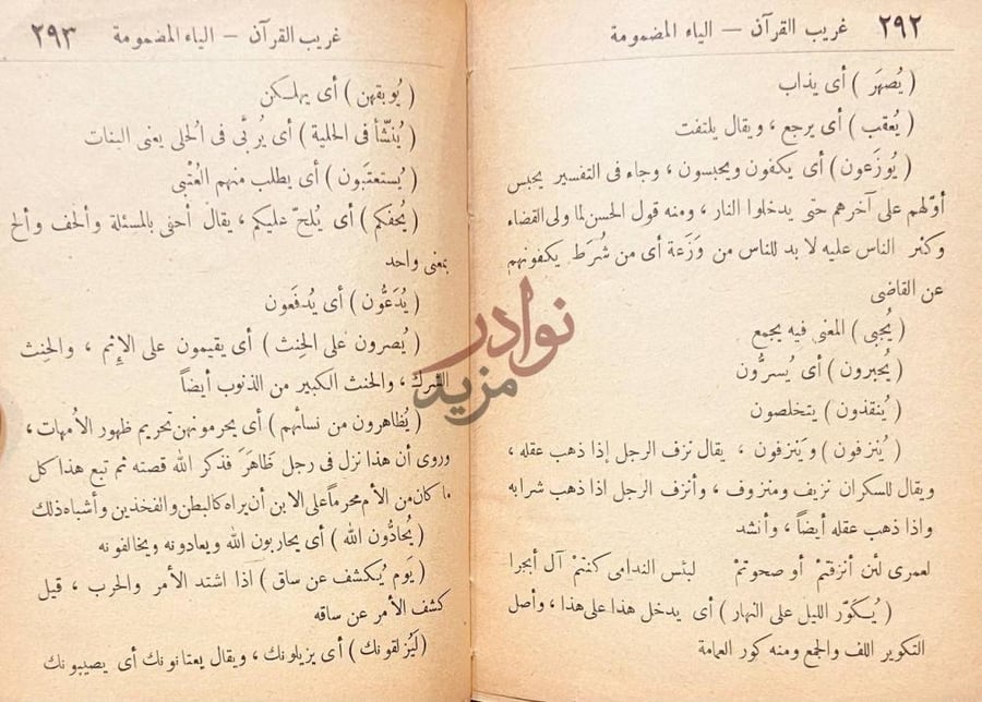 صفحة داخلية كتاب غريب القران المسمى بنزهة القلوب