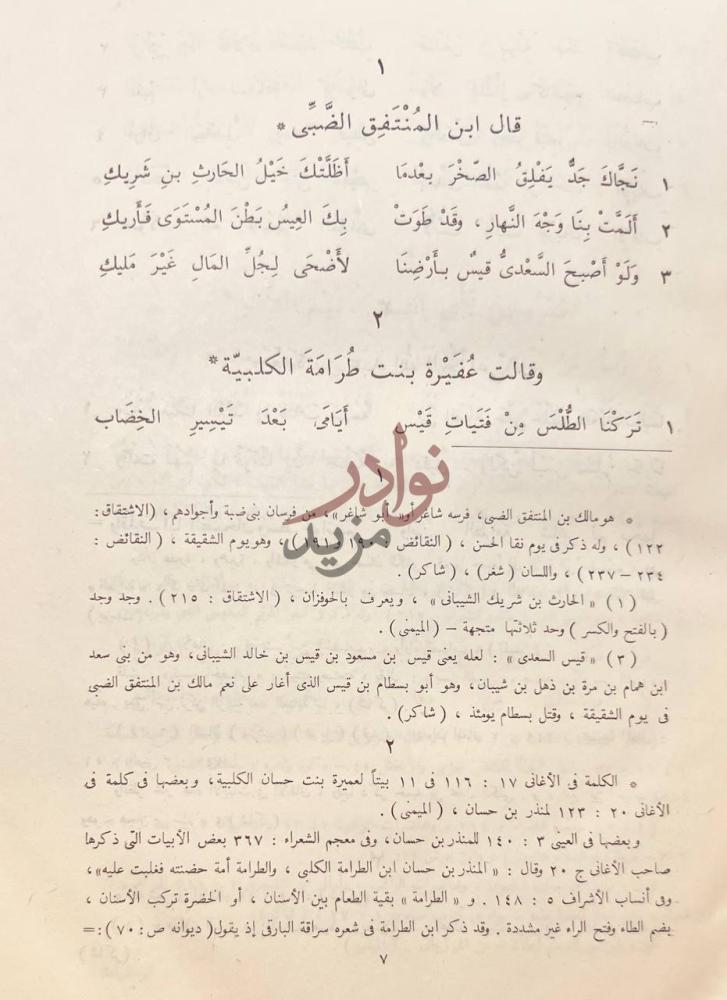 صفحة داخلية كتاب الوحشيات وهو الحماسة الصغرى