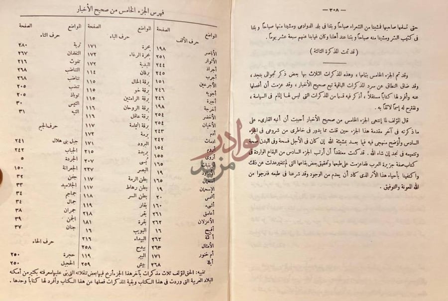 فهرس كتاب صحيح الاخبار عما في بلاد العرب من الاثار