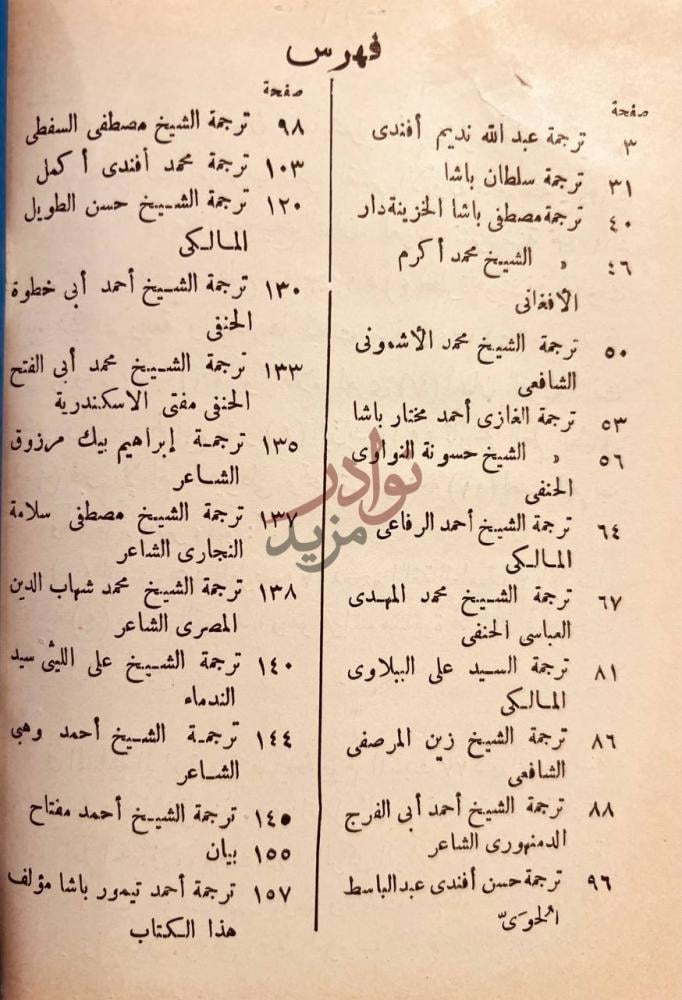 فهرس كتاب تراجم اعيان القرن الثالث عشر واوائل الرابع عشر