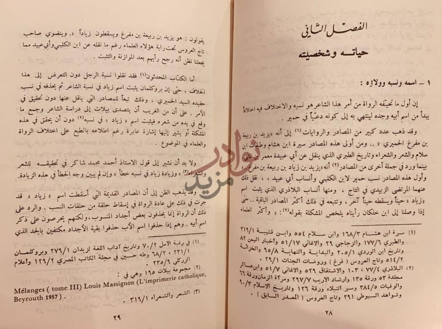 صفحة داخلية كتاب يزيد بن مفرغ الحميري حياته وشعره