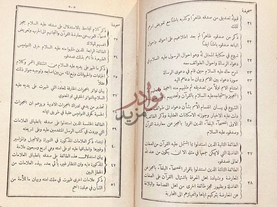 فهرس كتاب الرسالة الحميدية في حقيقة الديانة الاسلامية وحقيقة