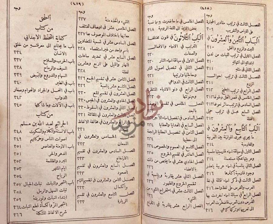 فهرس كتاب فقه اللغة