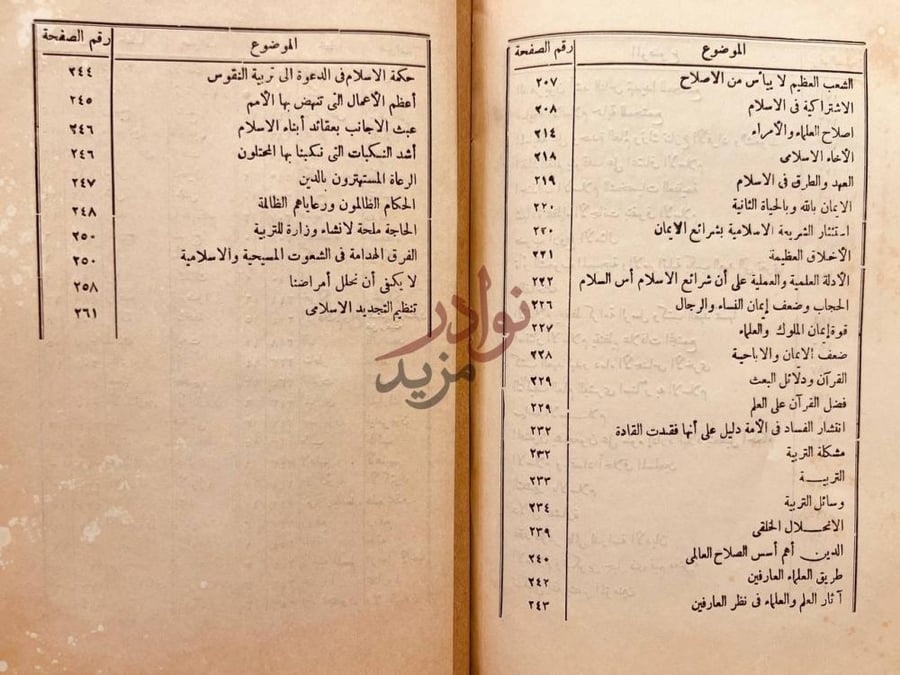 فهرس كتاب اسس الاصلاح العالمي على ضوء الهدى الاسلامي مجلد