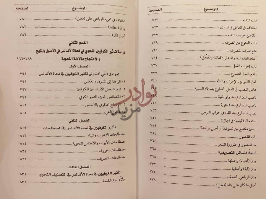 فهرس كتاب تاثير الكوفيين في نحاة الاندلس