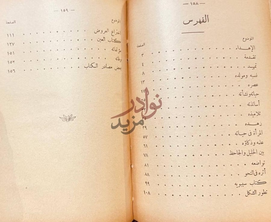 فهرس كتاب الخليل بن احمد الفهرس