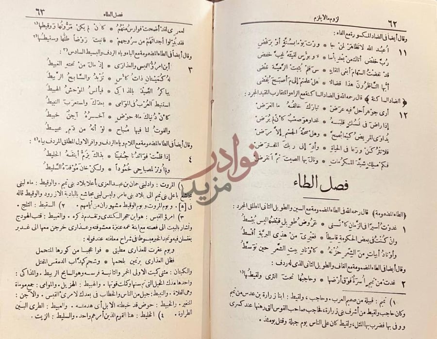 صفحة داخلية كتاب لزوم مالايلزم فصل الطاء