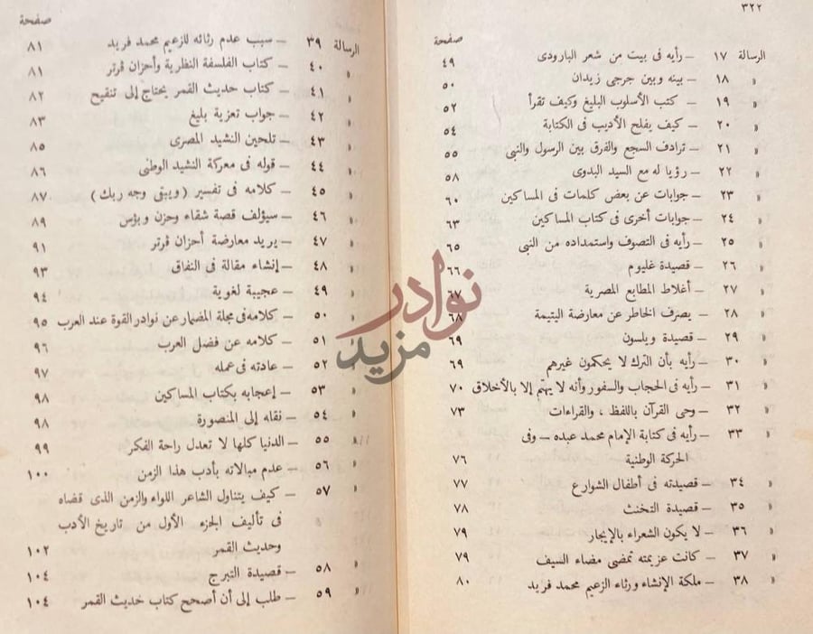 فهرس كتاب من رسائل الرافعي استكمال فهرس