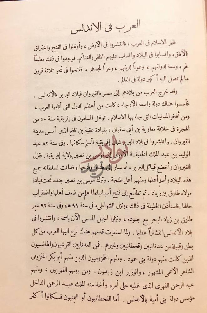صفحة داخلية كتاب بلاغة العرب في الاندلس العرب في الاندلس