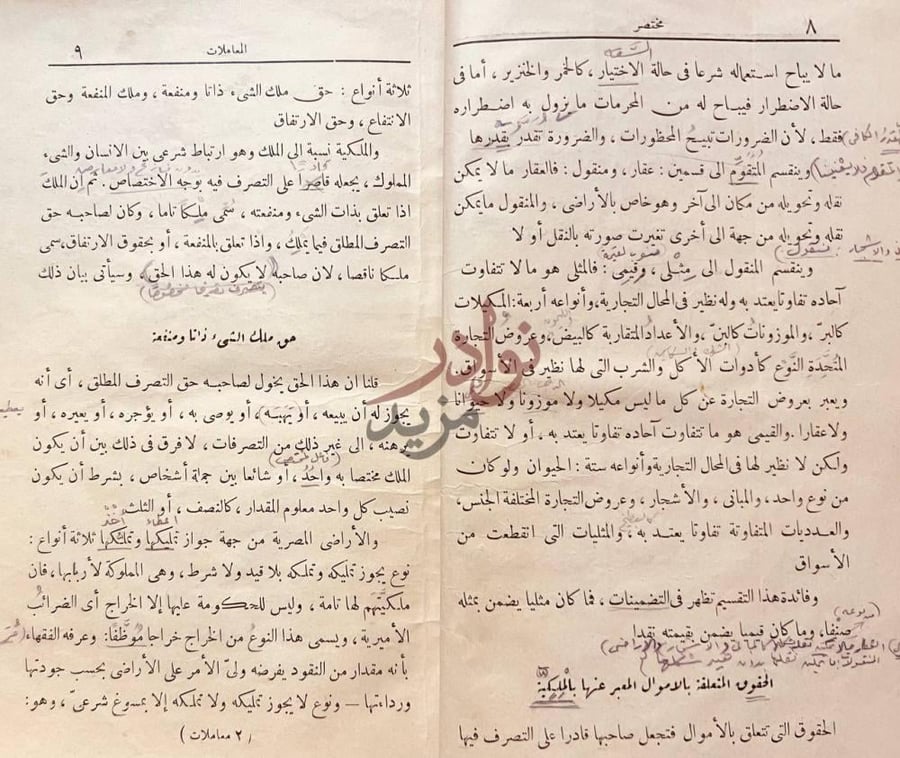 صفحة داخلية كتاب مختصر كتاب المعاملات في الشريعة الاسلامية