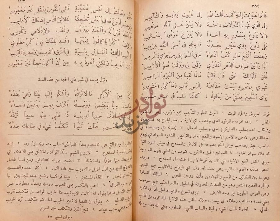 صفحة داخلية كتاب ديوان المتنبي Poetry verses with