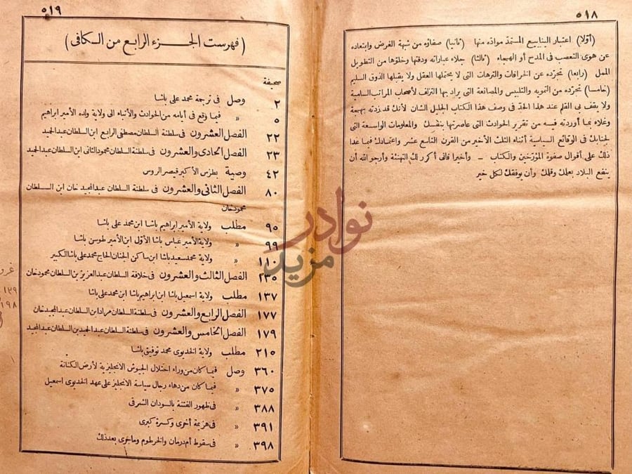 فهرس كتاب الكافي في تاريخ مصر القديم والحديث