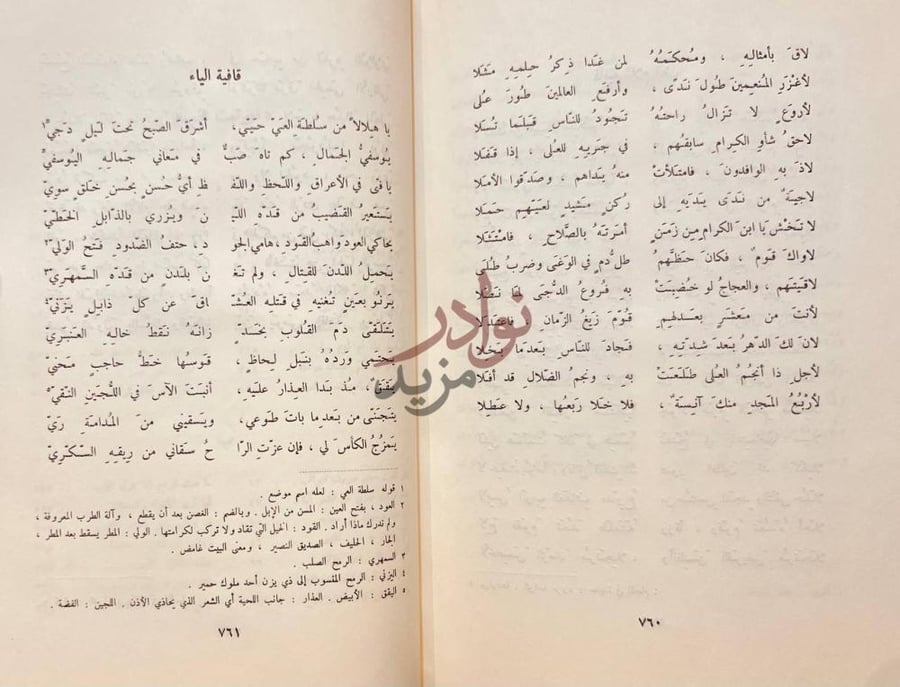 صفحة داخلية كتاب ديوان صفى الدين الحلي قافية الياء